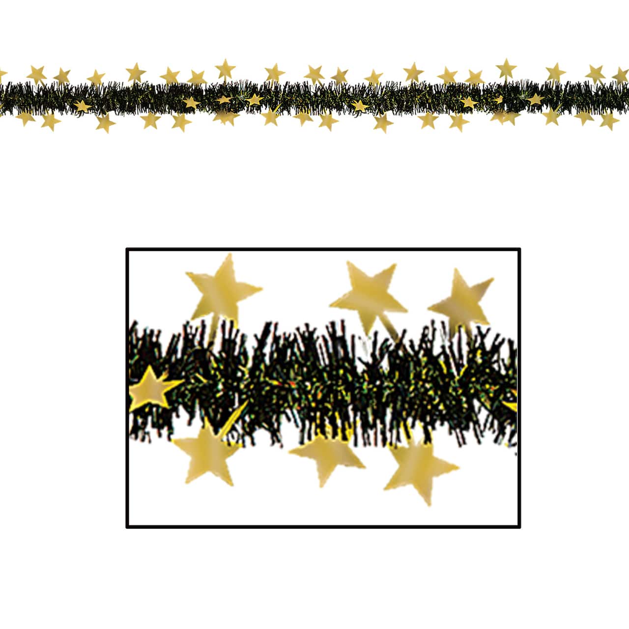 Beistle 12ft. Black & Gold Metallic Star Garland